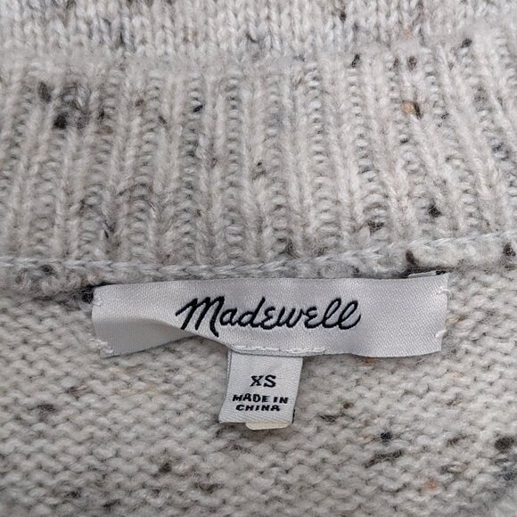 Madewell XS Button Sleeve Sweater Dress Cream Speckled Wool Blend Long Sleeve - Picture 8 of 10